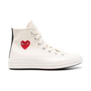 Canvas Veterschoenen Logo Print Comme des Garçons Play , White , Dames