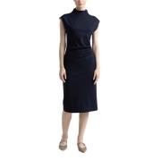 Vloeibare wol-katoenen jersey jurk Peserico , Blue , Dames