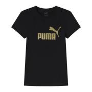 Casual T-shirts voor mannen en vrouwen Puma , Black , Dames