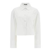 Boxy Katoenen Shirt met Medusa Knopen Versace , White , Dames