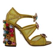 Prachtige gele leren kristallen sandalen Dolce & Gabbana , Yellow , Da...