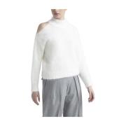 Angora wollen trui met uitgesneden schouder Peserico , White , Dames