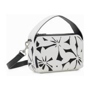 Metaflower Mini Stoffen Leren Effect Handtas Desigual , White , Dames