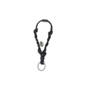 Zwarte leren knoop sleutelhanger Jil Sander , Black , Heren