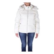 Beige Donsjas met Afneembare Capuchon Woolrich , White , Dames