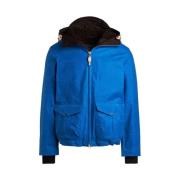 Blauwe Katoenen Hooded Winddichte Jas Manifattura Ceccarelli , Blue , ...