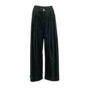 Donkergroene Velours Corduroy Palazzo Broek Phisique du Role , Green ,...