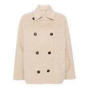 Luxe Wol Kasjmier Jas Brunello Cucinelli , Beige , Dames