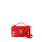 Rode leren schoudertas met klep Balmain , Red , Dames