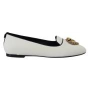 Elegante Loafers met Gouden Hartdetail Dolce & Gabbana , White , Dames