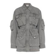 Utility Shirt Jacket Lichtgrijs Wassen Gestuz , Gray , Dames