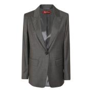 Grijze Pinstripe Flannel Stretch Blazer Max Mara Studio , Gray , Dames