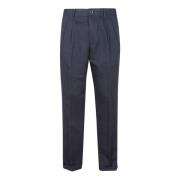 Blauwe Katoenen Linnen Gabardine Broek Incotex , Blue , Heren