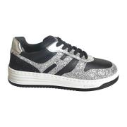 Glitter Sneakers in Glad Leer Hogan , Black , Dames