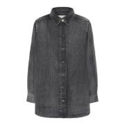 Denim shirt met zilveren details Gestuz , Black , Dames