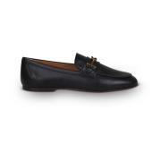 Logo-plaque leren loafers Tod's , Black , Dames