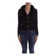 Zwarte Vesten Cardigan Voorkant Knoop Blugirl , Black , Dames