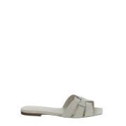 Leren Muilezel Schoen Saint Laurent , White , Dames