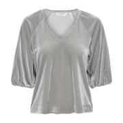 Grijze Flanellen Blouse met V-hals Part Two , Gray , Dames