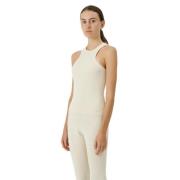 Geribbelde Mouwloze Top Off White Soulland , White , Dames