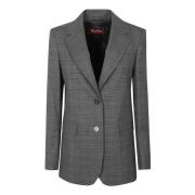 Grijze Geruite Wollen Blazer Max Mara Studio , Gray , Dames