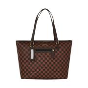 Reliëf Check Tote Tas voor Vrouwen Sprayground , Brown , Dames