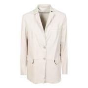 Leren blazer jasje limoenkleur Salvatore Santoro , Beige , Dames