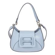 Blauwe Leren Mini Tas met Magnetische Sluiting Hogan , Blue , Dames