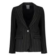 Zijdeblend Revers Kraag Blazer Lorena Antoniazzi , Black , Dames