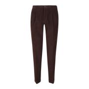 Bruine Fluwelen Gestreepte Broek Incotex , Brown , Heren