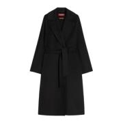 Zwarte Wol Kasjmier Zijde Midi Jas Max Mara Studio , Black , Dames