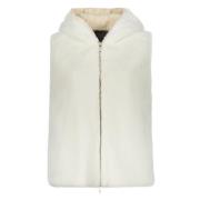 Gevoerde nepbont vest met capuchon Lorena Antoniazzi , White , Dames