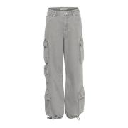 Cargo Broek Lichtgrijs Wassen Losse Pasvorm Gestuz , Gray , Dames