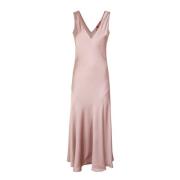 Satijnen Lavendel V-Hals Jurk Max Mara Studio , Pink , Dames