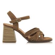 Serraje Sandalen met hak Mustang , Brown , Dames