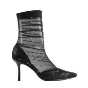 Zwarte enkellaarzen met rookdetail Jimmy Choo , Black , Dames