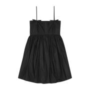 Zwarte Katoenen Poplin Strikdetail Jurk Ganni , Black , Dames