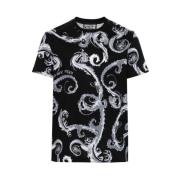 Barocco Print Katoenen T-shirt Versace Jeans Couture , Black , Heren