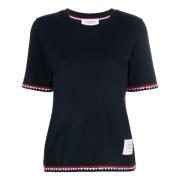 Navy Tricolor Gestreept Katoenen Tee Thom Browne , Blue , Dames