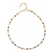 Women's Mini Beaded Choker with Pearls and Tiger Eye Nialaya , Yellow ...