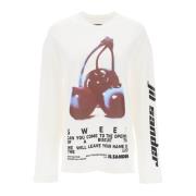 Bedrukt T-shirt met lange mouwen Jil Sander , White , Dames