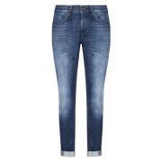 Skinny Fit Blauwe Jeans Lage Taille Dondup , Blue , Heren