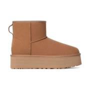 Retro Suède Enkellaarsjes met Plateau UGG , Brown , Dames