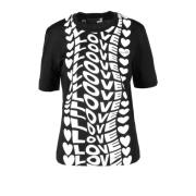 Katoenen T-shirt met Liefdesontwerp Love Moschino , Black , Dames