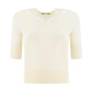 Bloemenkant Crew-Neck Sweater Ermanno Scervino , Beige , Dames