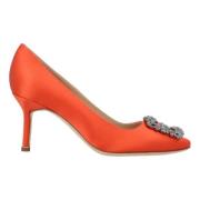 Pre-owned Fabric heels Manolo Blahnik Pre-owned , Orange , Dames