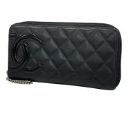 Pre-owned Leather wallets Chanel Vintage , Black , Dames