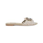 Sandaal met platte zool Sabbia kant Dolce & Gabbana , Beige , Dames