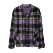 Paarse Geruite Overshirt Jas Palm Angels , Purple , Heren