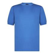 Blauw Katoenen Crewneck T-shirt Gemaakt in Italië Kiton , Blue , Heren